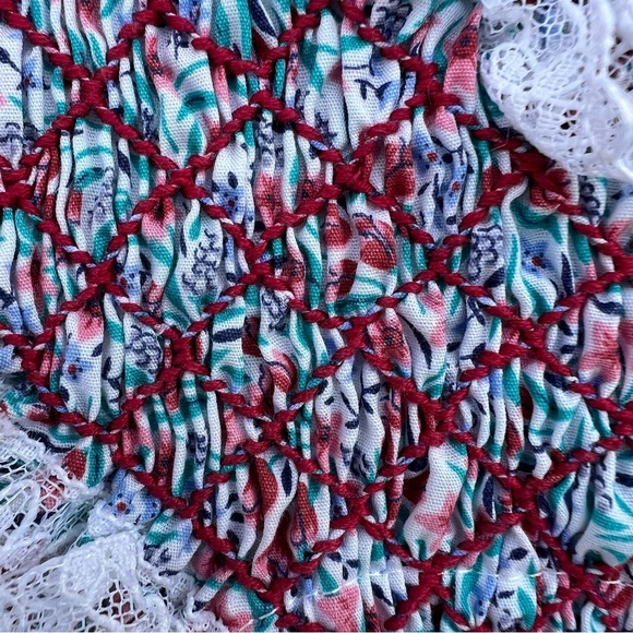 Vtg Polly Flinders Delicate Floral Long Sleeve Dress Diamond  Smocked Lace Sz 3T - Picture 6 of 15